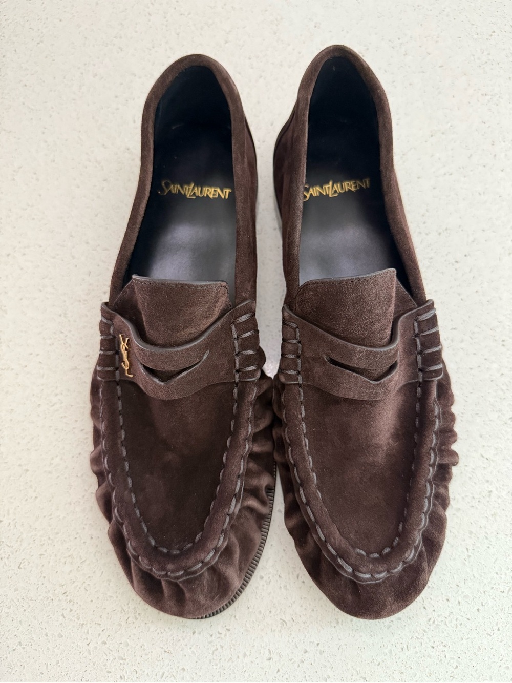 SAINT LAURENT YSL Le Loafer Brown Suede Penny Loafers Size EU 39 US 9 - Picture 5 of 10